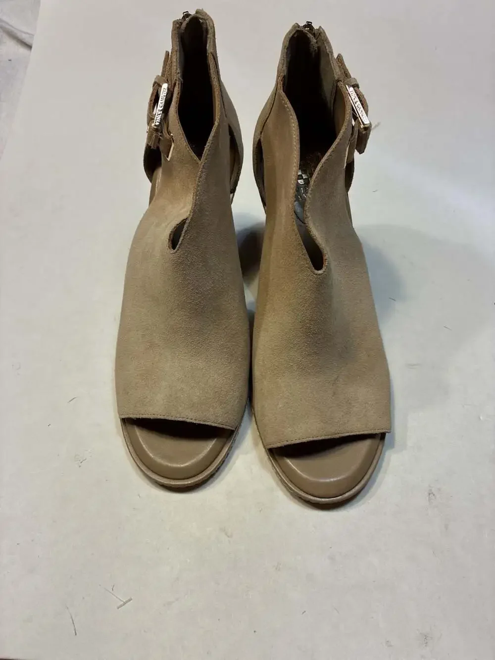 Vince Camuto Suede Peep Toe Block Heel Shootie Ankle Booties